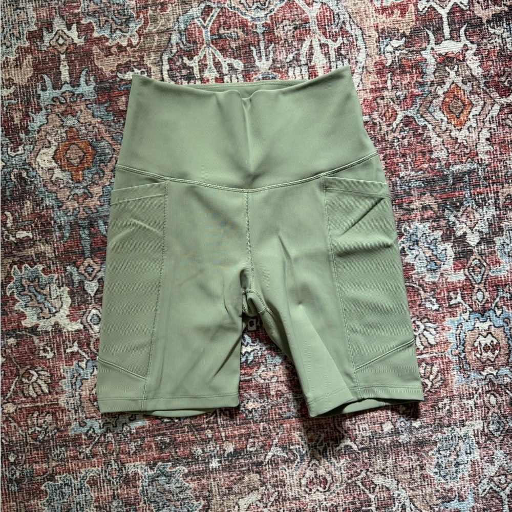 Green High-Waisted Bike Shorts